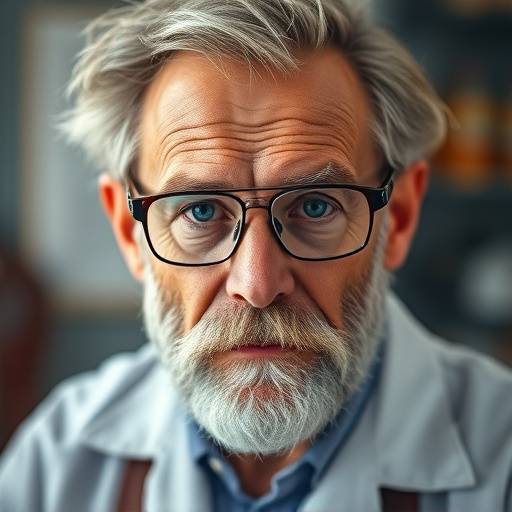Retrato de uma cientista pioneira com um olhar de determina&auml;&atilde;o.